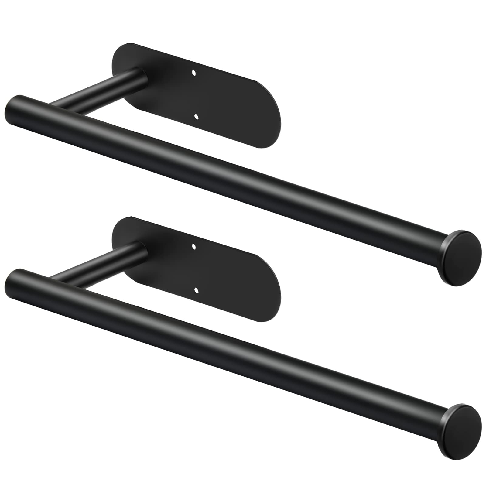 Samloong Under Cabinet Paper Towel Holder - Wall Mount Kitchen Paper Towel Rack with Adhesive & Screw Installation (Black, 2-Pack) - Perfect for Kitchen, Bathroom, Office & RV Use
