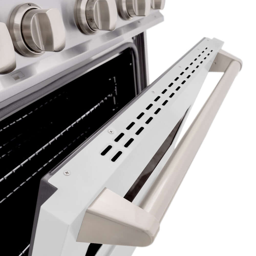 ZLINE 30 Inch 4.2 Cu. Ft. Stainless Steel Gas Range with 4-Burner Cooktop & Convection Oven - White Matte Door (CGR WM 30) for Modern Kitchen Cooking & Baking