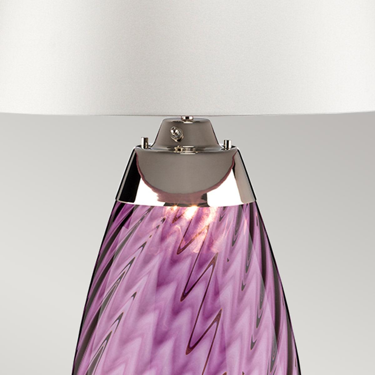 Lena 2-Light Large Plum Glass Table Lamp with Off-White Shade - Elegant Living Room & Bedside Lighting for Home Decor