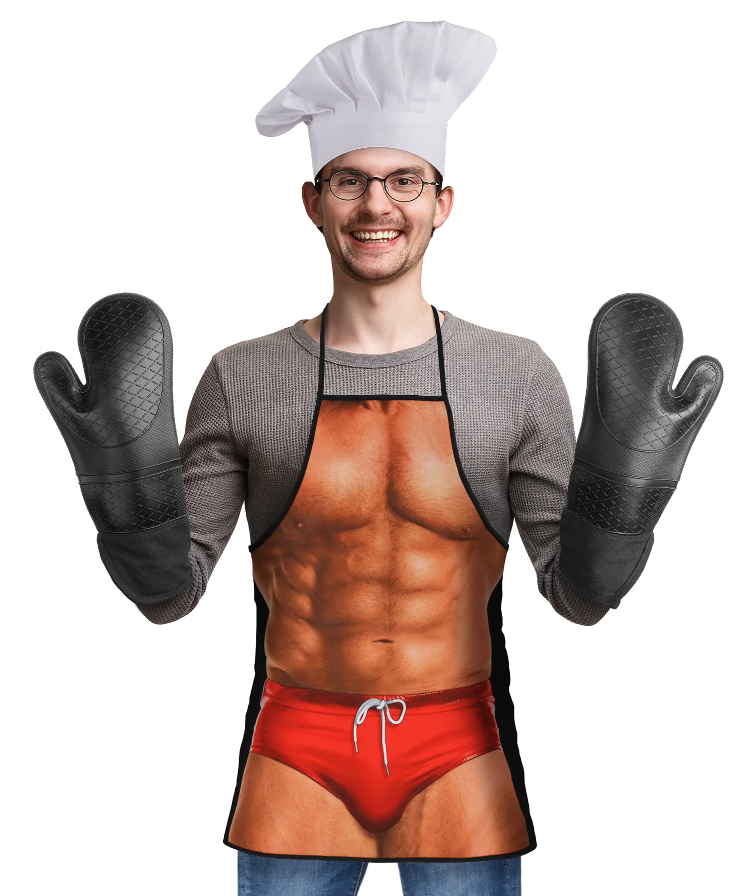 Landisun Funny Chef Apron - Premium Kitchen Cooking Apron for Grilling, Baking & BBQ - Great Gag Gift for Men & Women - Perfect for Parties, Cooking Classes & Holiday Gifts