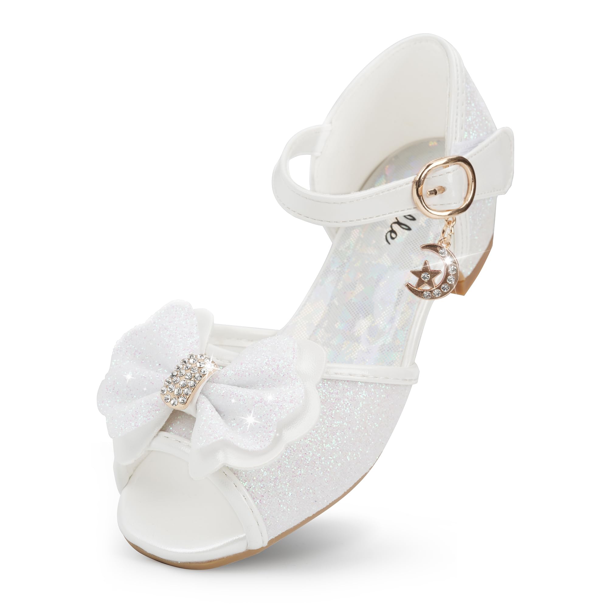 Stelle Girls' High Heel Dress Sandals with Princess Bow - Toddler Party & Wedding Shoes for Special Occasions | Perfect for Flower Girl, Birthday Celebrations & Formal Events