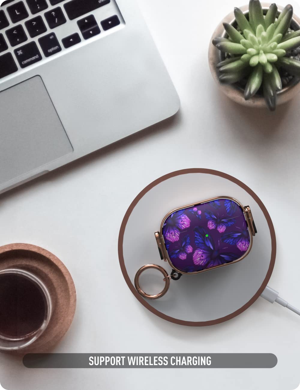 AirPods Pro 2 Case with Lock - Purple Butterfly for Women & Men | Travel Protection