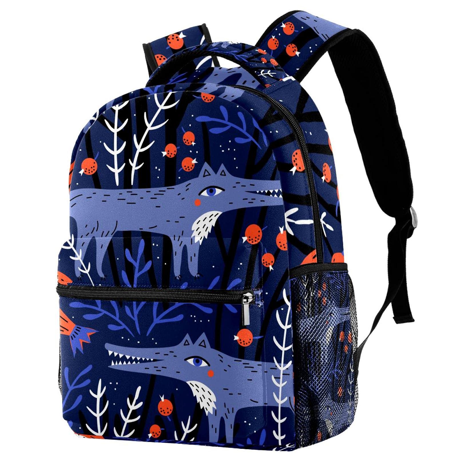 Wolfes Bird Print Purple Backpack - Stylish Bookbag for Students, Women & Men - Lightweight Daypack for School, Travel & Outdoor Activities