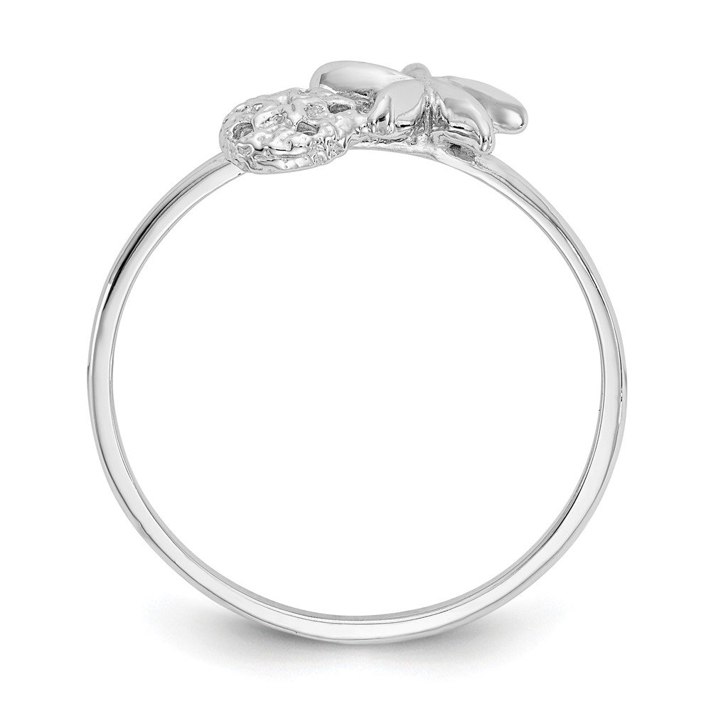 14k White Gold Starfish and Sand Dollar Ring Band - Elegant Beach Jewelry for Women, Perfect for Vacation, Wedding, or Everyday Wear