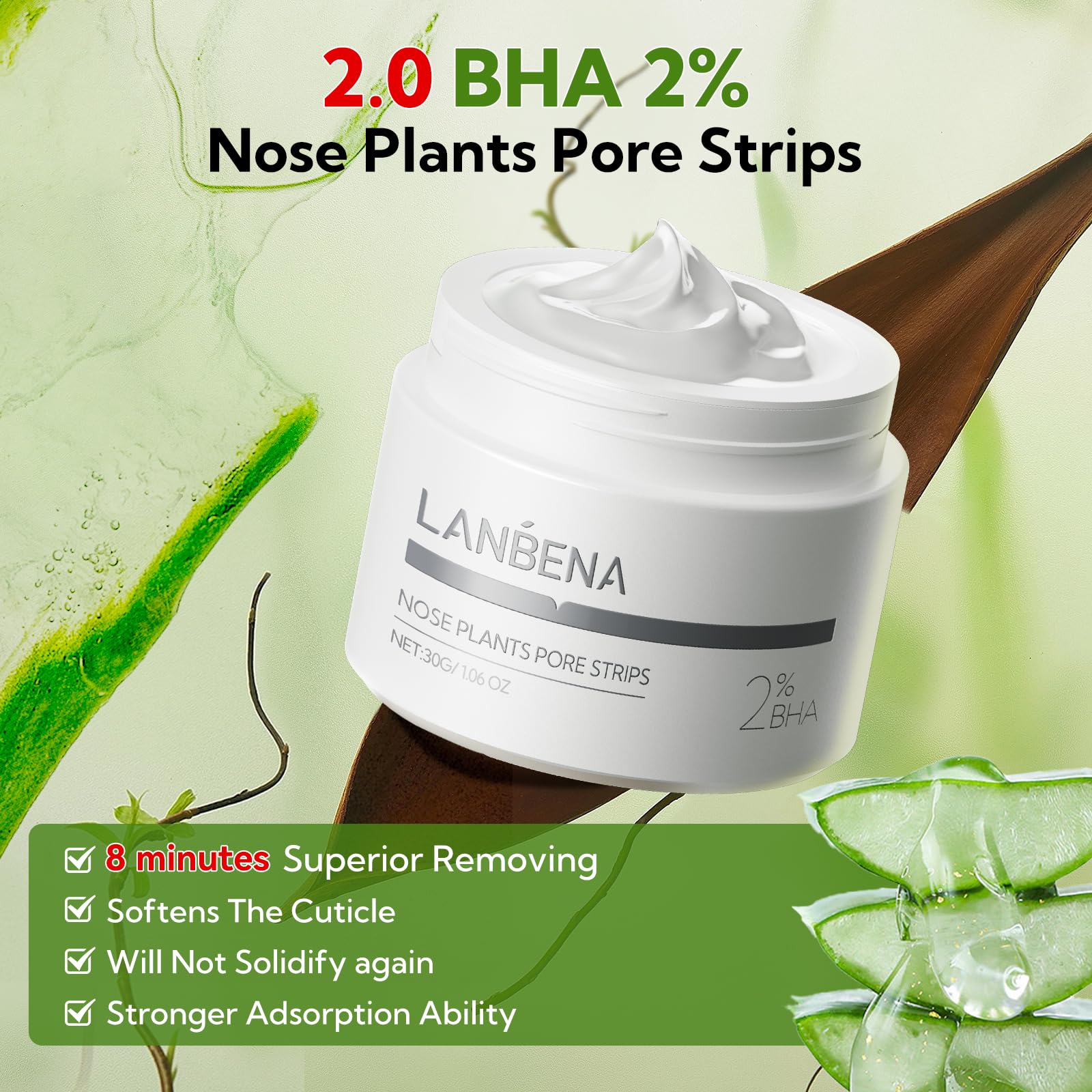 LANBENA 2.0 Blackhead Removal Nose Strips (60 Count, 1.03 Oz) - Deep Cleansing Peel Off Mask for Blackheads & Pores | Perfect for Daily Skincare Routine & Spa Night
