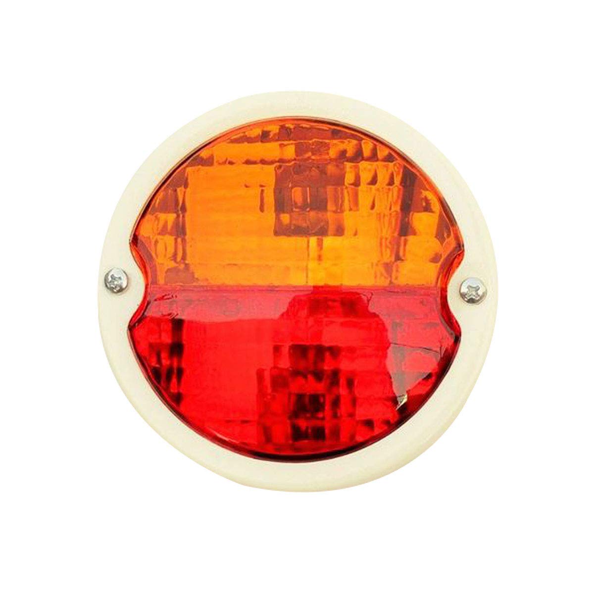Vintage Hot Rod Tail Lights 2-Pack - White Body with White Ring & Red/Amber Lens - 12V Bulbs Included - Compatible with Dodge Trucks & Model A Cars - Perfect for Classic Car Restoration & Custom Hot Rod Builds