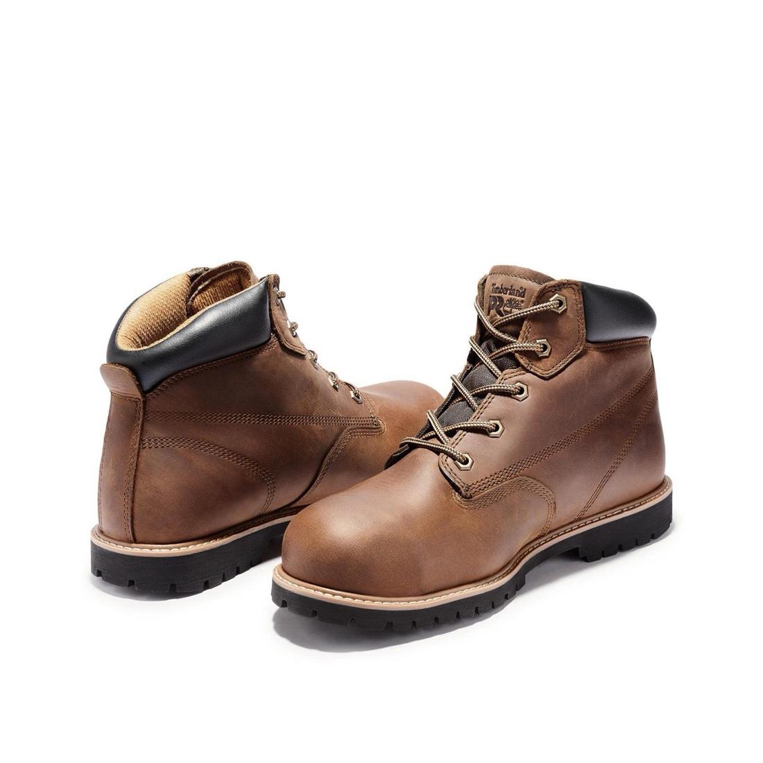 Gritstone 6 Inch Steel Toe Work Boots for Men - Brown Safety Shoes for Construction, Warehouse & Outdoor Work - ASTM F2413-11 Certified