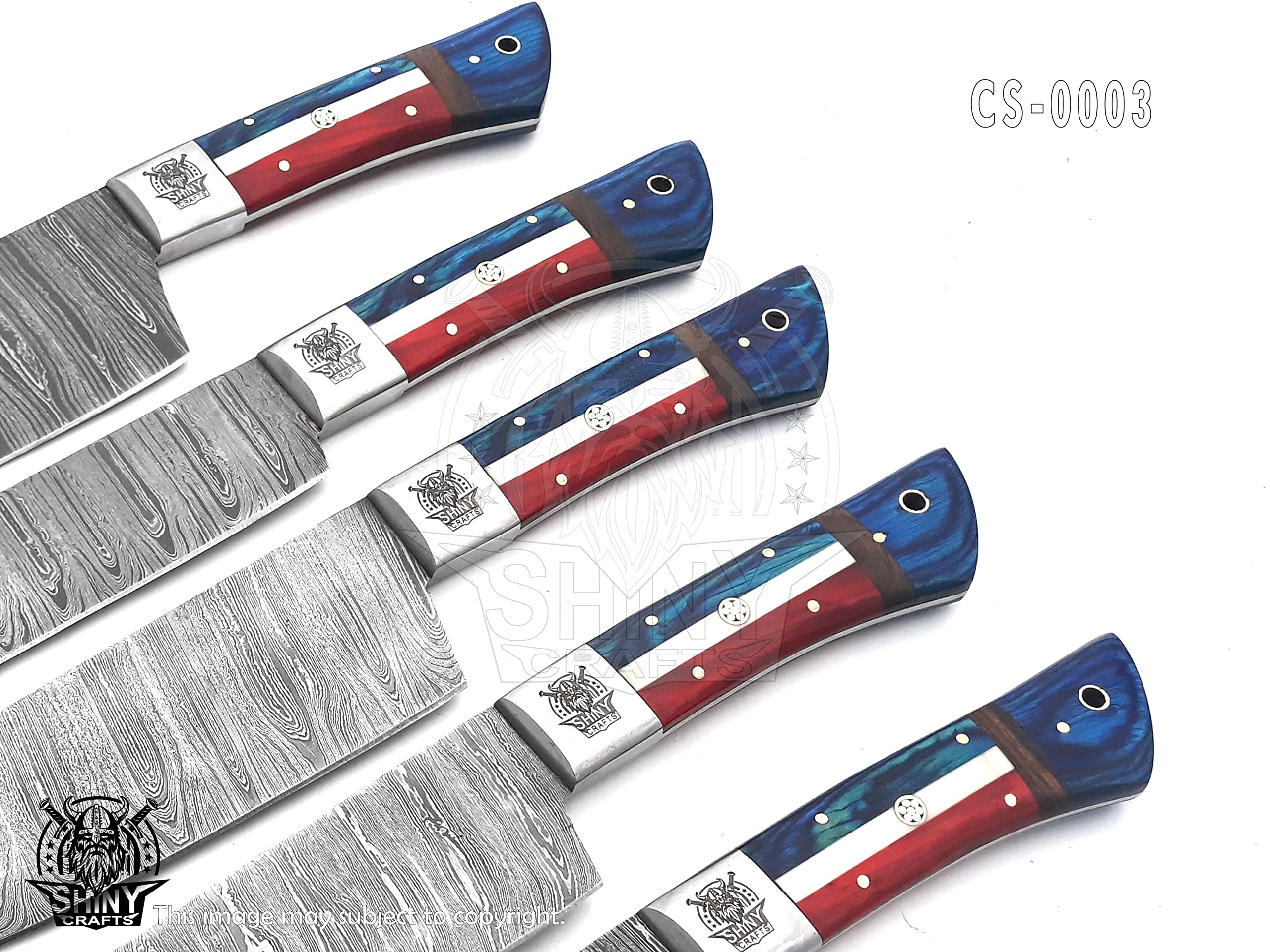Premium Damascus Steel Chef Knife Set - Handcrafted Wood Handle Kitchen Knives with Razor-Sharp Blade & Leather Pouch Roll | Perfect for Professional Chefs, Home Cooking & Culinary Gifts (CS-03)