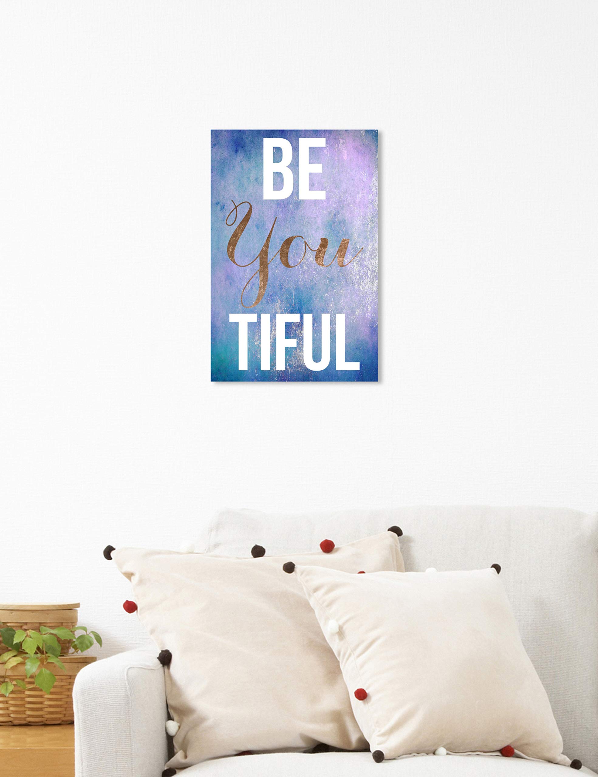 Oliver Gal Artist Co. 'Be You' Wall Art Canvas Print - Inspirational Typography & Quote Home Decor, 10x15 Inches, Blue & Purple - Perfect for Living Room, Bedroom & Office Decor