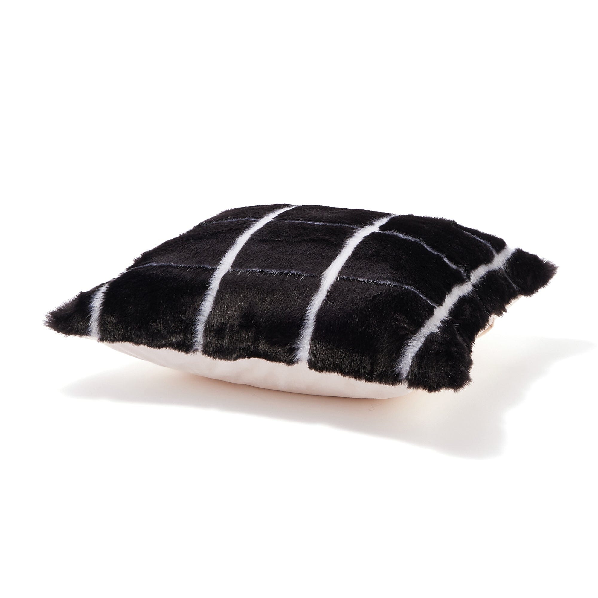 Premium Fur U Cushion Cover 18x18 Inches (450x450mm) - Soft Black & White Decorative Pillow Case for Sofa, Bed, Chair - Cozy Home & Office Decor Accessory