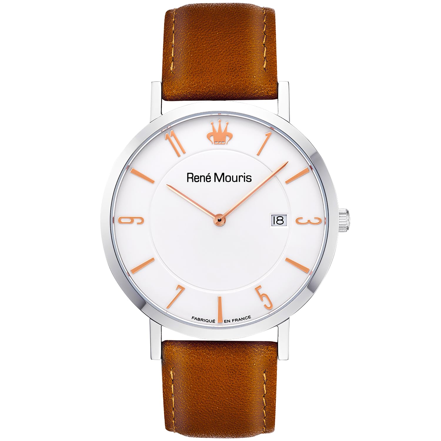 René Mouris L'Emporter Men's Luxury Quartz Watch - 41mm 316L Stainless Steel Case, Sapphire Coated Crystal, 50M Waterproof & Italian Leather Strap - Classic Dress Watch for Business, Formal Events & Everyday Wear