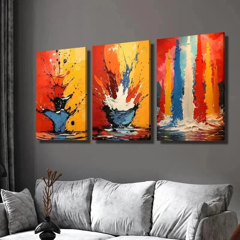 3-Piece Abstract Color Oil Painting Wall Art Set - Framed Canvas 40x60cm (16x24in) | High Quality Print | 100% Australian Made | Ready to Hang | Perfect for Living Room, Bedroom & Office Decor