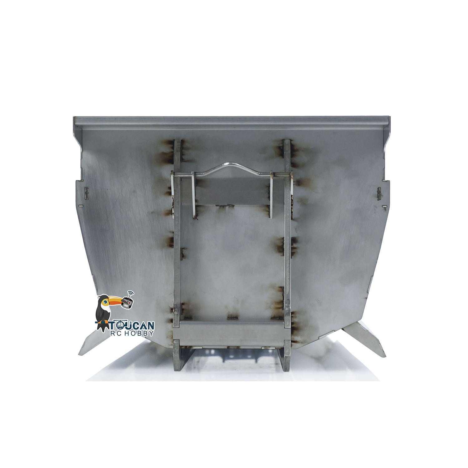 1/14 Scale RC Car Metal U-Shaped Short High Bucket for 10x10 & 8x8 Remote Controlled Trucks - Hydraulic Full Dump Accessory for DIY Model Vehicles | Perfect for Construction Simulation & Off-Road Play