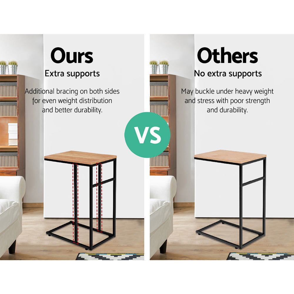 Modern Coffee Side Table - Wooden & Metal Frame Laptop Desk for Bedroom, Living Room, or Office - Perfect as Bedside Table, Sofa End Table, or Workstation