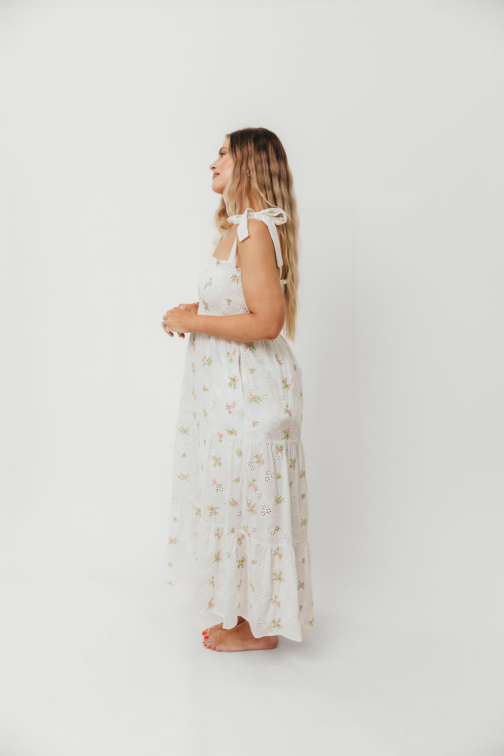 Brinley Embroidered Floral Summer Dress for Women - White & Pink A-Line Sundress | Perfect for Beach Vacation, Garden Party & Date Night Outfits