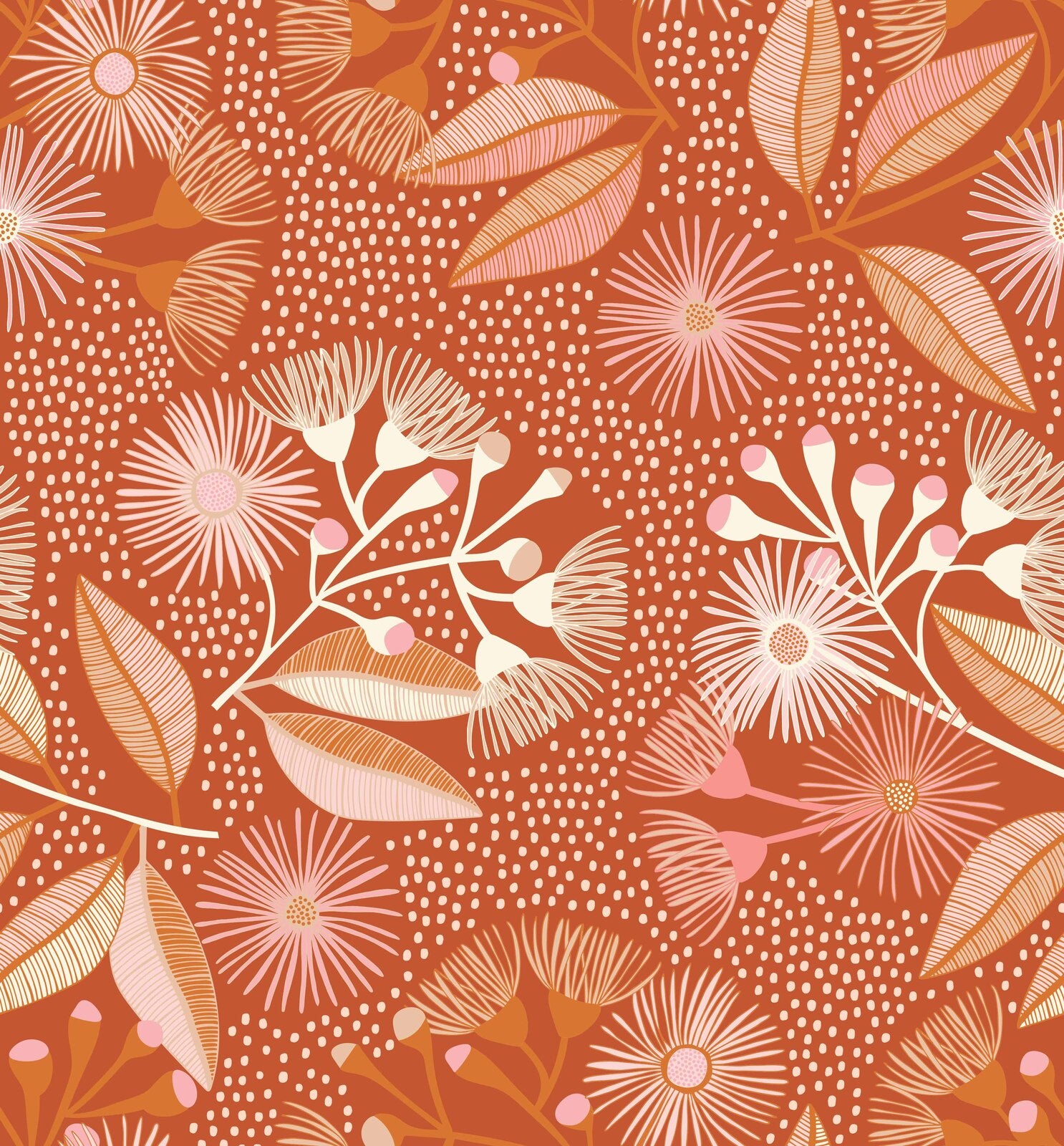 Eucalyptus Blossom Wallpaper - Botanical Peel and Stick Wallpaper for Bedroom, Living Room - Self-Adhesive Removable Floral Wallpaper Decor