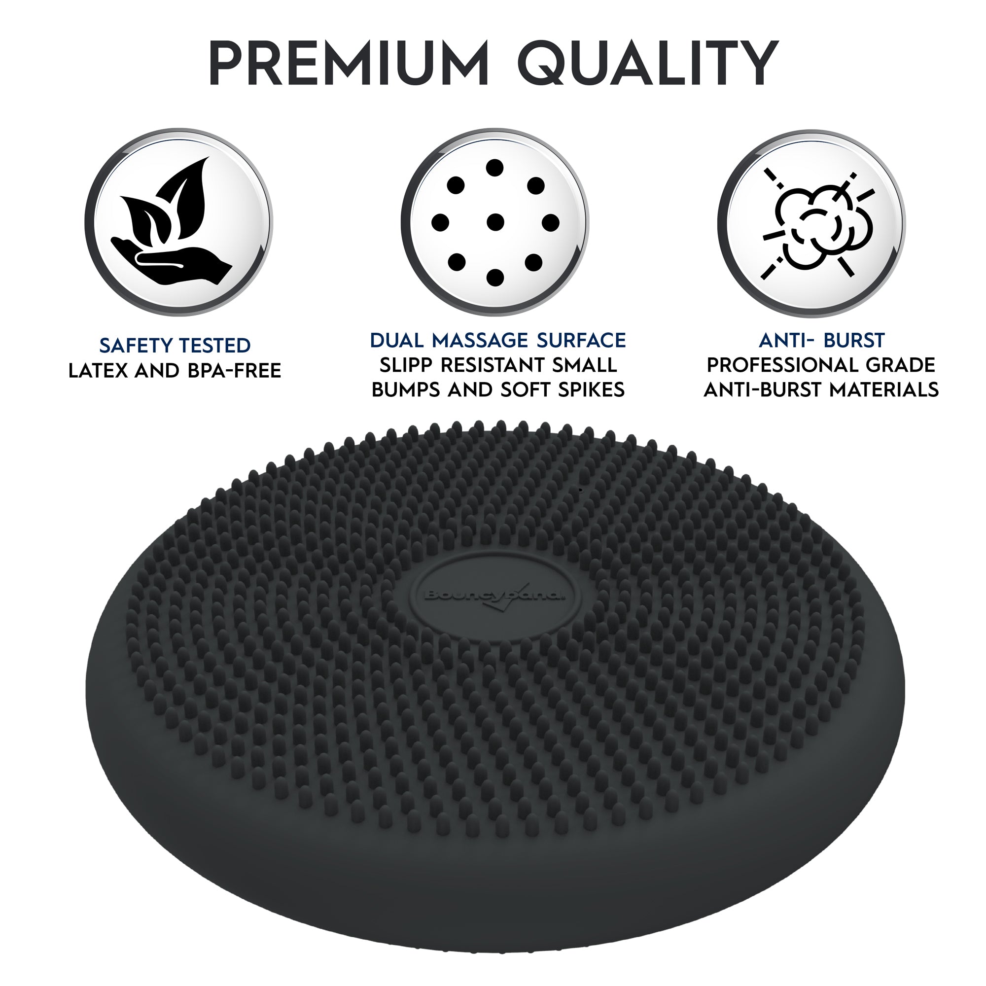 Bouncyband Big Wiggle Seat Sensory Cushion for Kids - Dark Gray - Improve Focus & Balance - Perfect for Classroom, Home & ADHD Therapy