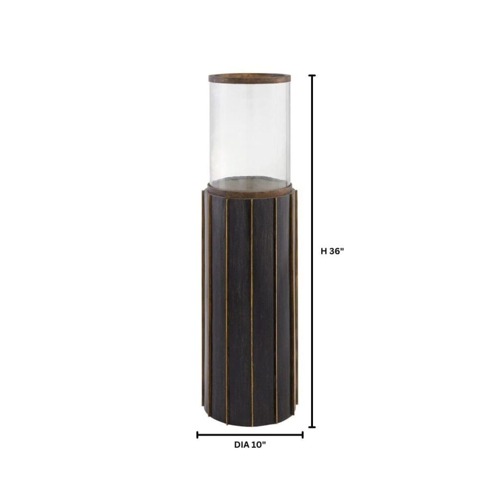 Cyan Design 11641 Reed Hurricane Small - Antique Brass & Dark Brushed Mango Finish - Perfect for Home Decor, Living Room, Bedroom, and Office Lighting