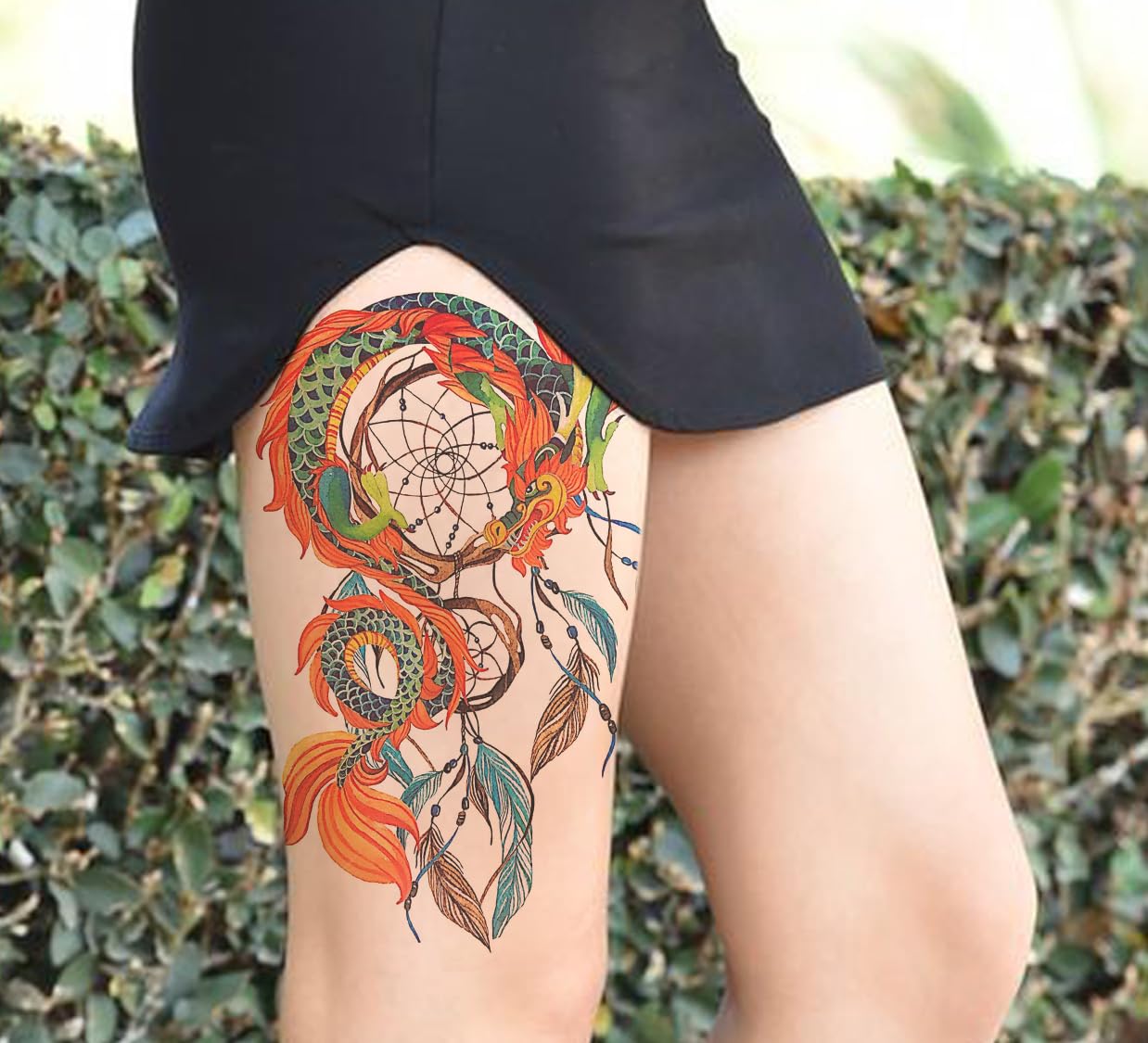 Waterproof Temporary Tattoo Stickers for Men & Women - 3D Realistic Flowers, Butterflies, Stars, Angels, Wolves & Armband Designs (21x15cm) | Perfect for Parties, Halloween, Cosplay & Body Art | HB-627