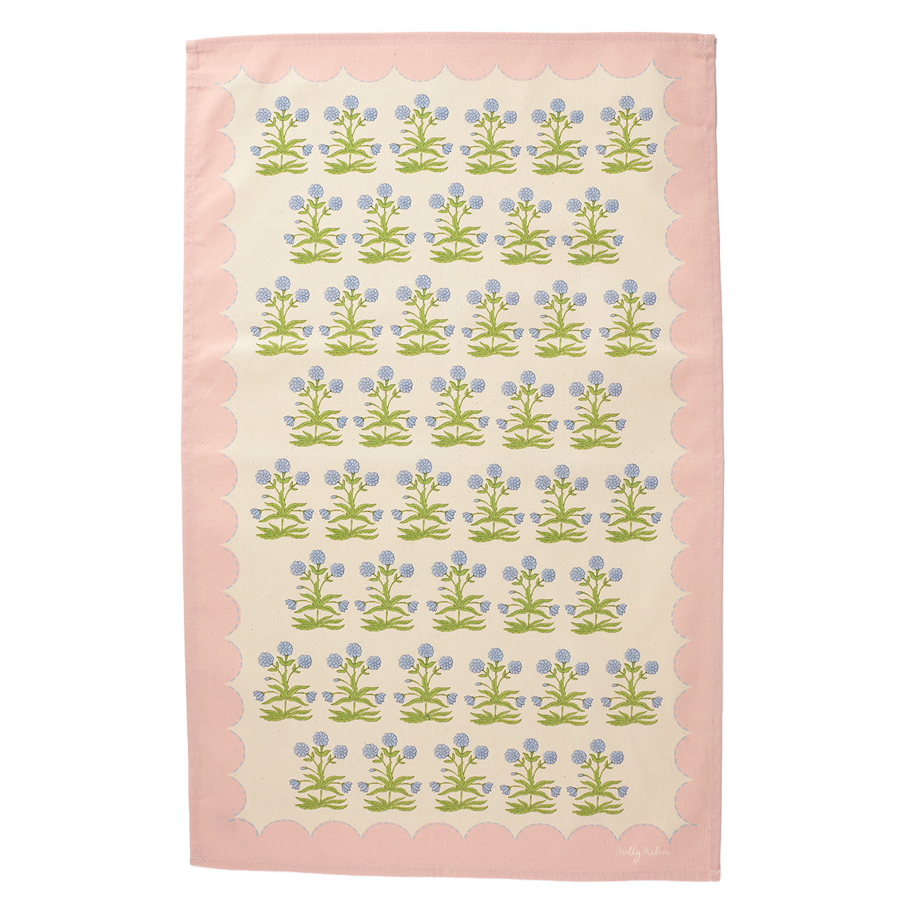 Premium Cotton Tea Towel with Mughal Scalloped Design in Soft Pink - Perfect for Kitchen, Dining & Gift Giving