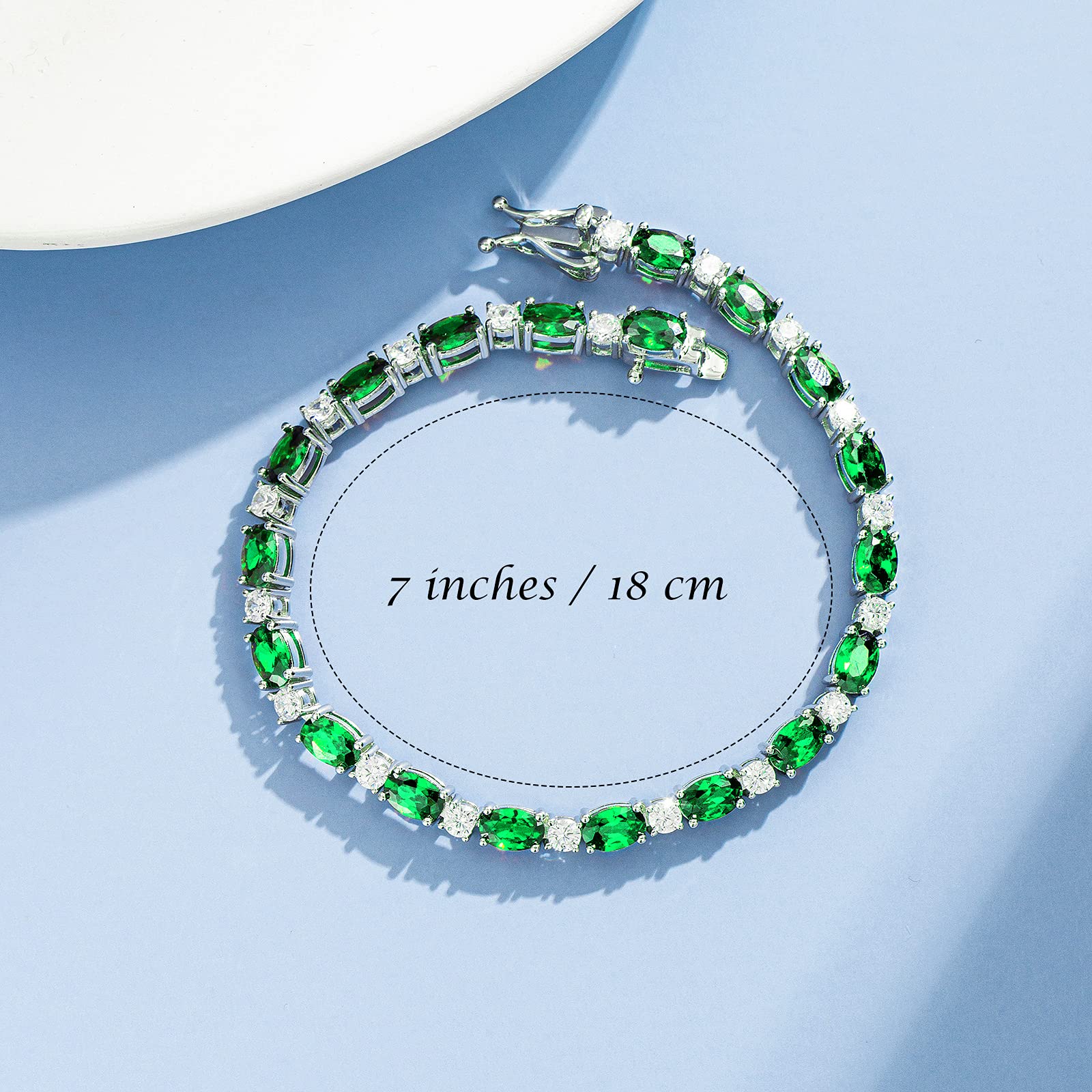 FANCIME Sterling Silver Birthstone Tennis Bracelet - Dainty Charm Bracelet for Women & Mom, 7