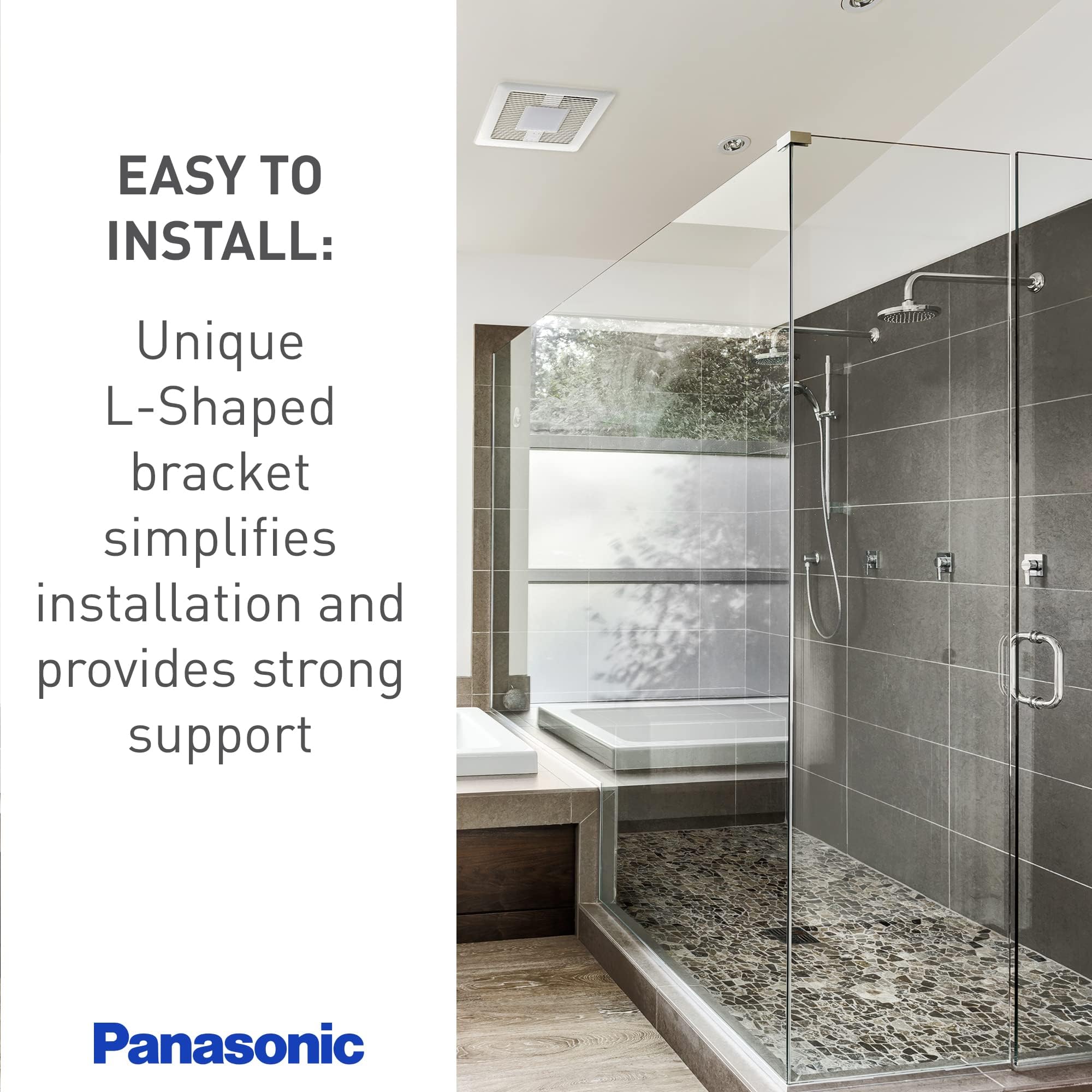Panasonic FV-0510VS1 WhisperValue DC Ventilation Fan - 50/80/100 CFM, Ultra Quiet Bathroom Exhaust Fan, Energy Efficient, White - Perfect for Home Bathrooms, Kitchens & Laundry Rooms