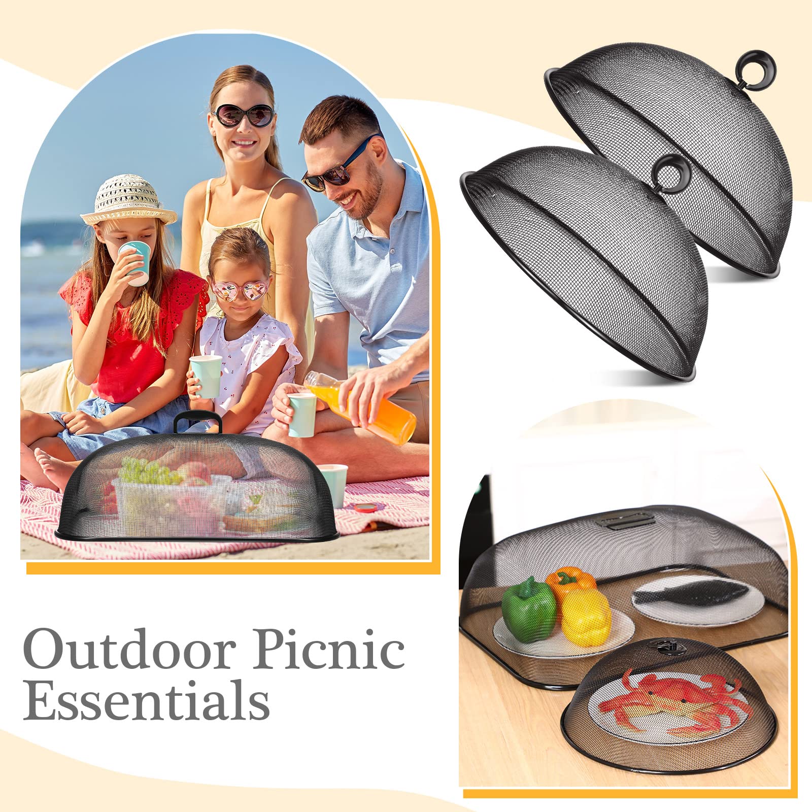 5-Pack Reusable Metal Mesh Food Covers for Outdoor Dining – Includes 18.5