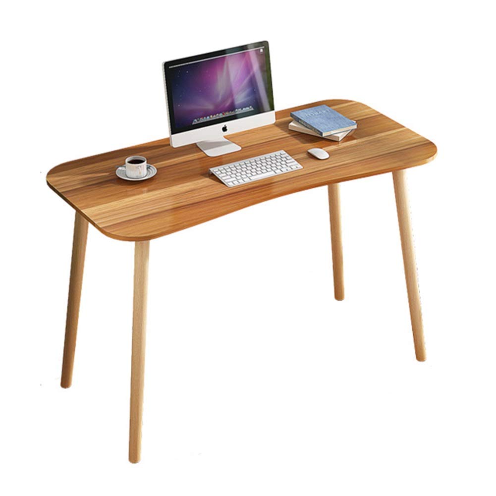 HUOQILIN 100cm Arc-Shaped Computer Desk - Modern Brown Study Desk for Home Office, Small Space Bedroom & Student Workspace - Compact 60x75cm Simple Design Writing Table