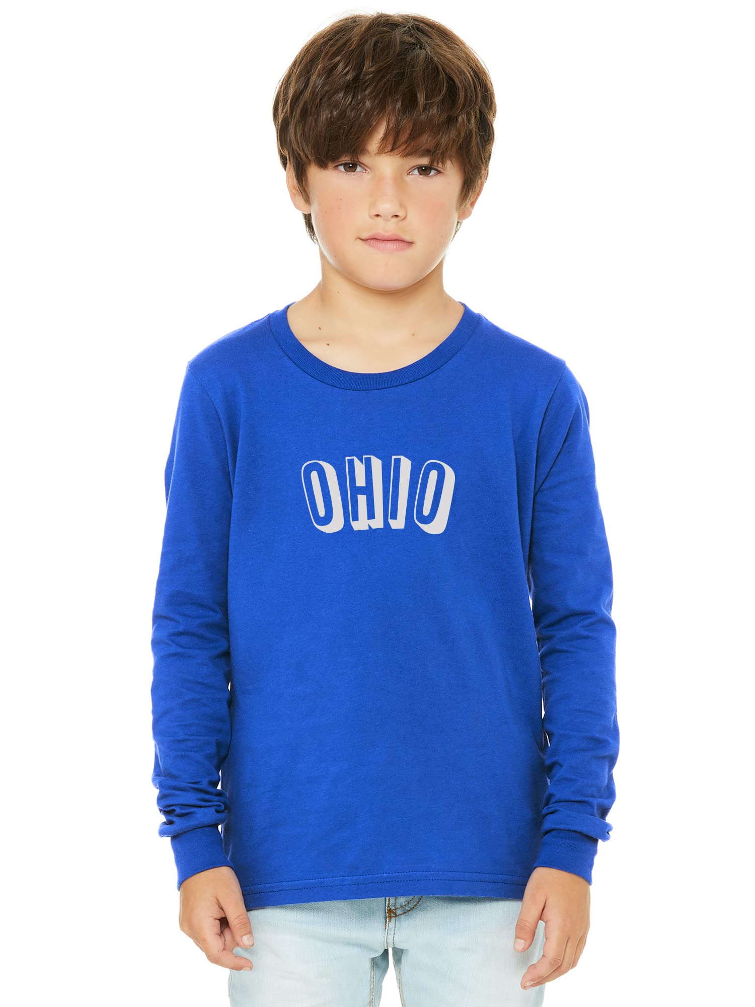Daxton Youth Long Sleeve Ohio Basic T-Shirt for Boys - Soft Cotton Casual Tee for School, Sports & Everyday Wear