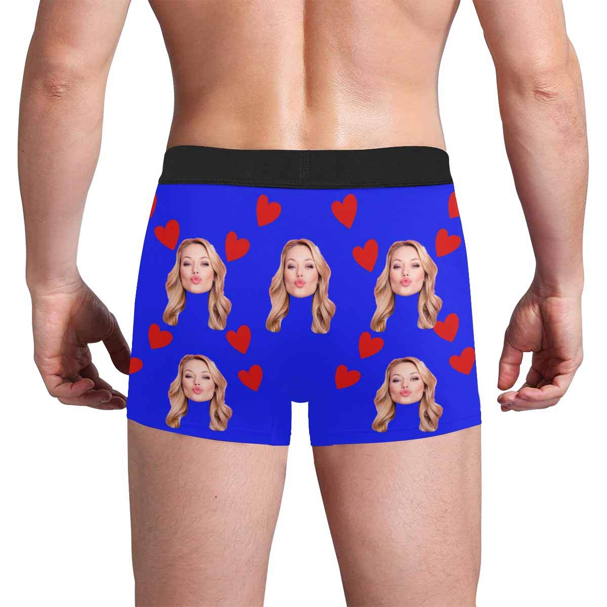 Custom Face Boxer Briefs - Funny Valentine's Day Underwear for Men | Novelty White Candy Lick Design | Perfect Gift for Boyfriend, Husband & Couples | Birthday, Anniversary & Romantic Occasions