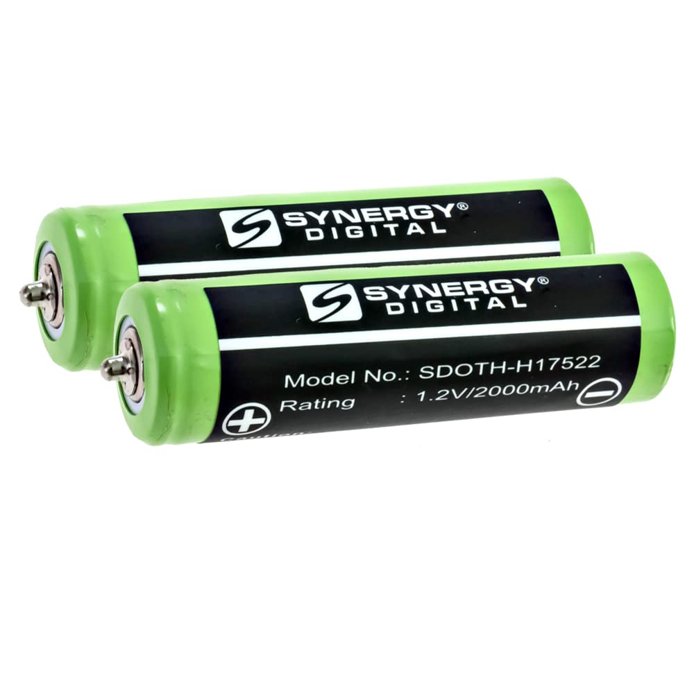 Synergy Digital Shaver Batteries - 2 Pack Ni-MH 1.2V 2000mAh Replacement for Braun 5614 Shaver & 1HR-AAUV Battery | Ultra High Capacity | Perfect for Travel & Daily Shaving Needs