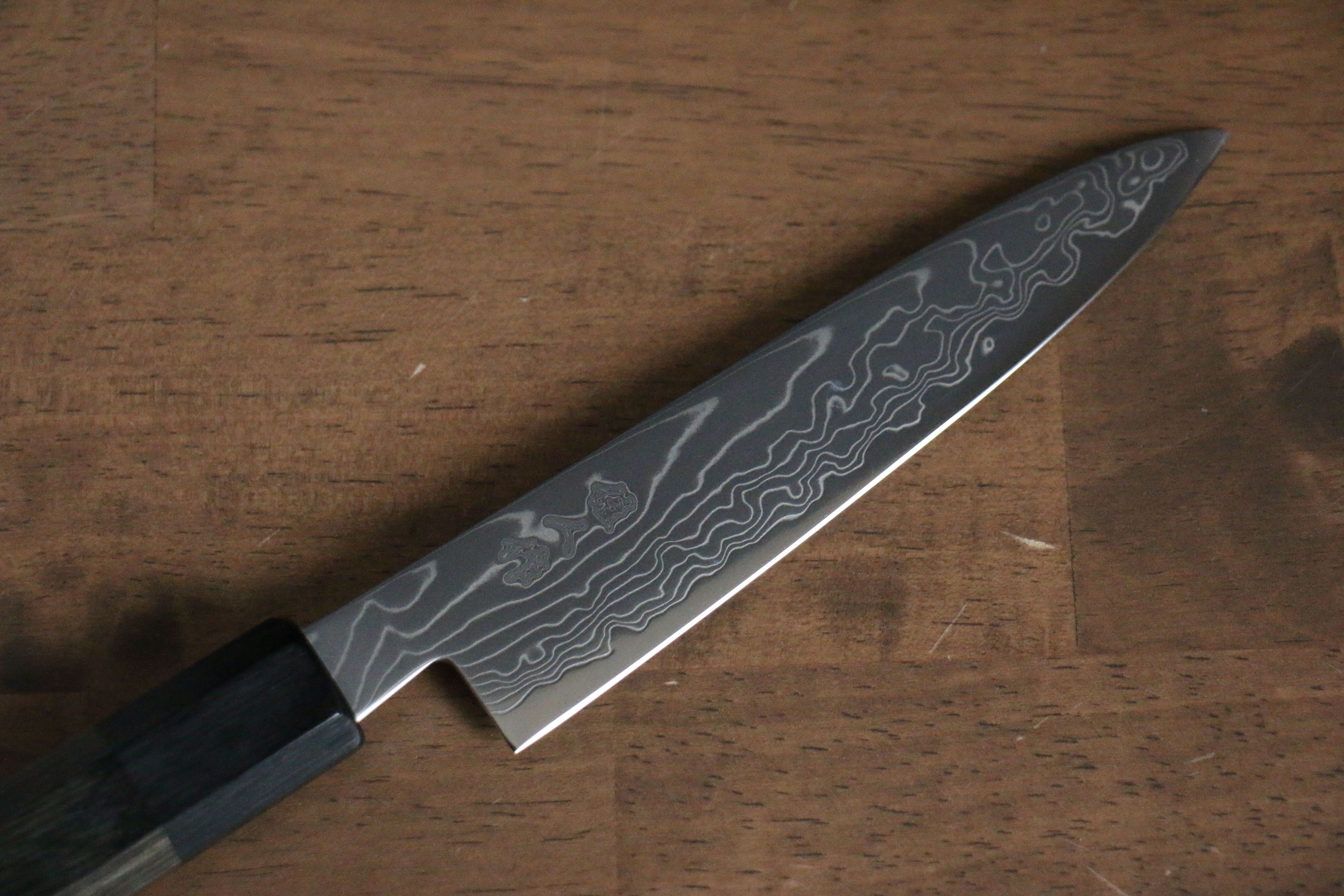 Premium Kajin Cobalt Special Steel Damascus Petty Knife 135mm - Gray Pakka Wood Handle - Japanese Kitchen Utility Knife for Slicing, Peeling & Precision Cutting - Perfect for Chefs & Home Cooking
