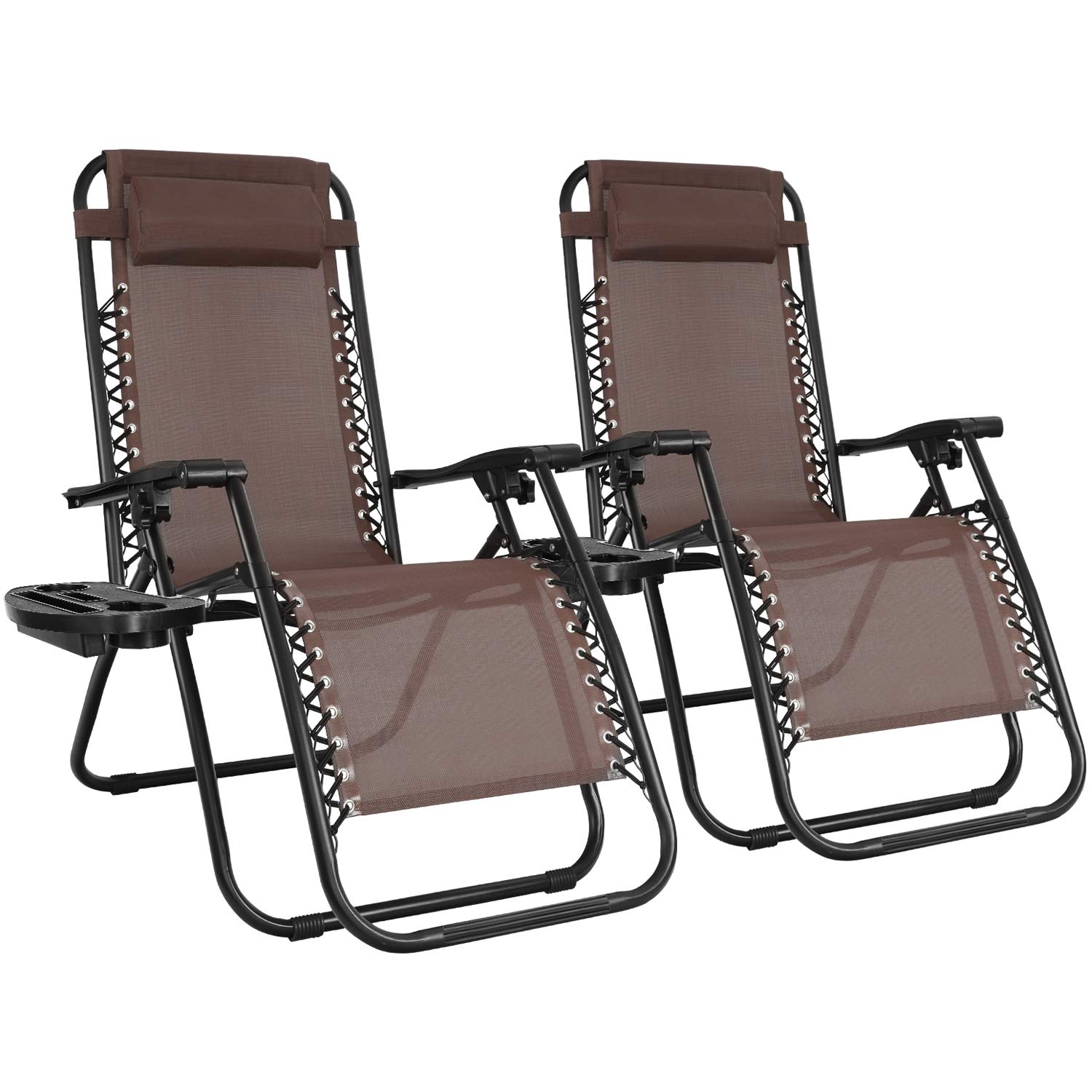 **Flamaker Zero Gravity Chair - Adjustable Outdoor Recliner Lounge Chair with Pillow for Patio, Poolside, Yard, Camping & Relaxation (Brown)**    *(Perfect for Sunbathing, Backyard Lounging, Beach Trips & Outdoor Adventures)*