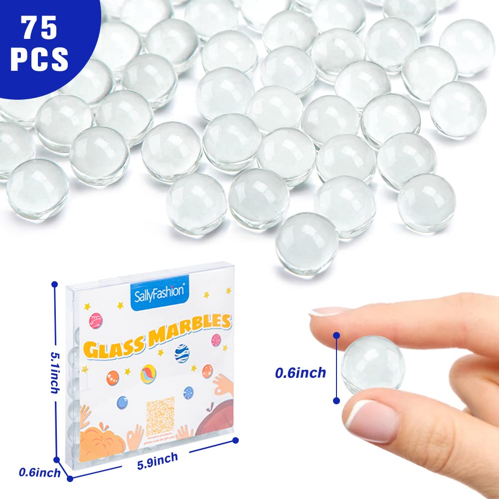 75PCS Clear Glass Marbles for Vase Fillers - Decorative DIY Home Decor - Perfect for Floral Arrangements, Centerpieces & Wedding Decorations