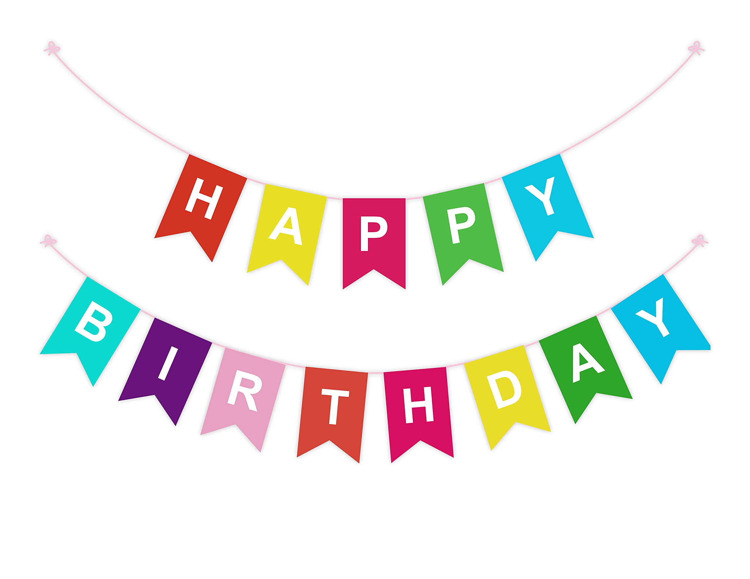 Vibrant Rainbow Happy Birthday Banner - Colorful Party Decor for Boys, Girls, Kids & Baby Showers - Perfect for Nursery, Birthday Parties & Backdrop Decorations - Durable Bunting Garland Sign for Indoor & Outdoor Celebrations