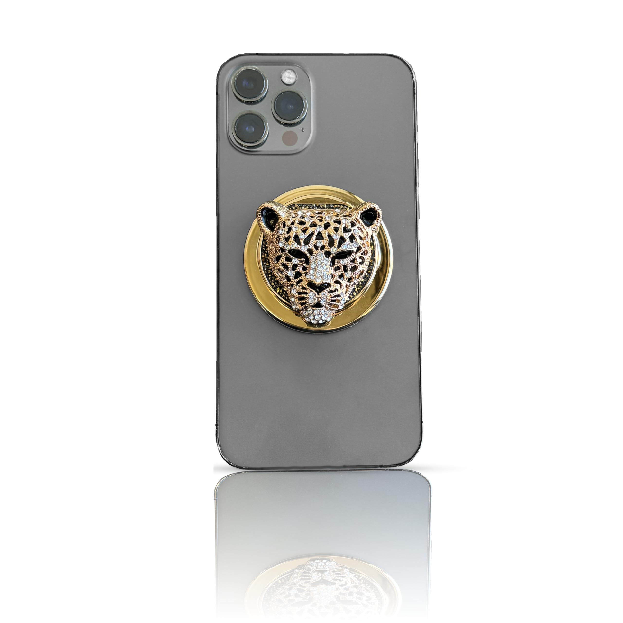 HANDL O MagSafe Jewel Cheetah Removable Phone Grip & Stand – Magnetic Charging Compatible for iPhone, Perfect for Home, Office, and Travel Use