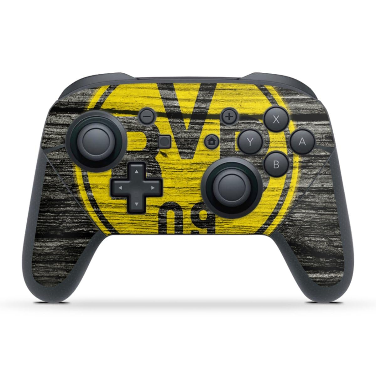 Borussia Dortmund BVB Wood Grain Skin Compatible with Nintendo Switch Pro Controller - Protective Sticker Decal for Gaming Enthusiasts | Perfect for Customizing Your Controller for a Unique Look