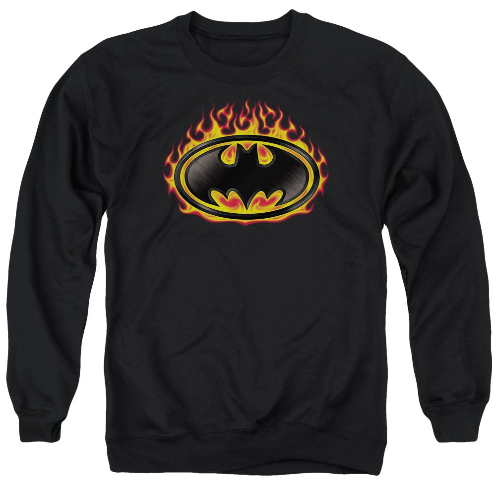 Batman Bat Flames Shield Graphic Unisex Crewneck Sweatshirt for Men & Women | Superhero Streetwear, Cosplay & Casual Wear