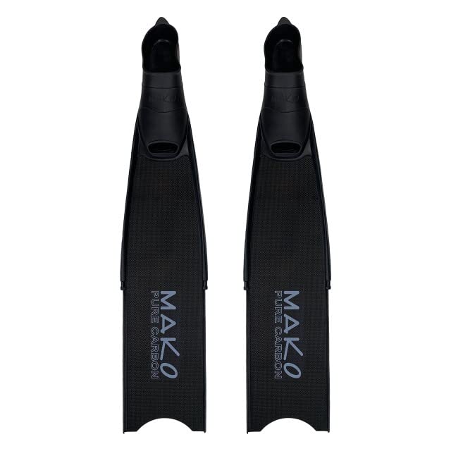 MAKO Spearguns 100% Pure Carbon Fiber Freediving Fins with Interchangeable Blades - Lightweight Spearfishing Gear for Deep Diving & Underwater Hunting