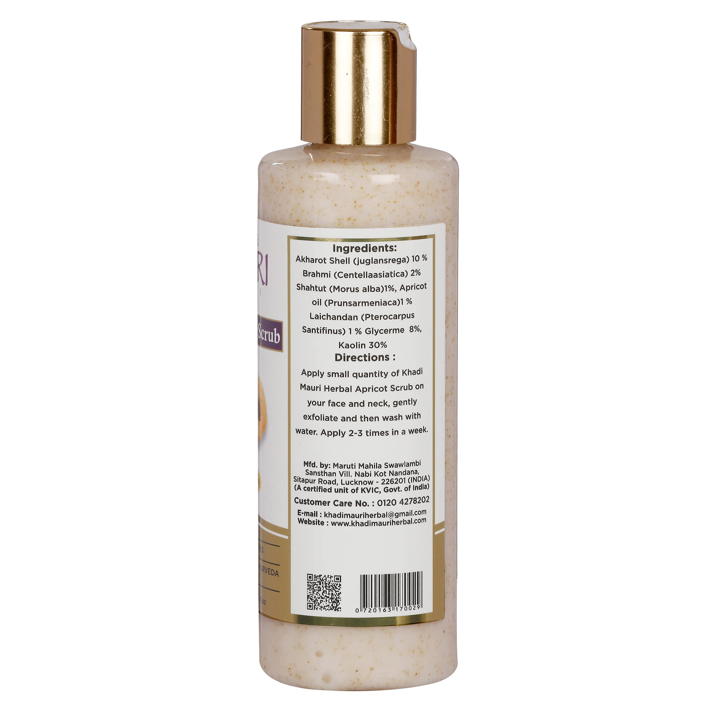 Khadi Mauri Herbal Apricot Face Scrub - Natural Exfoliator for Dead Skin Removal & Skin Revitalization (210ml) | Gentle Cleansing for Glowing Skin - Perfect for Daily Skincare Routine & Spa Treatments
