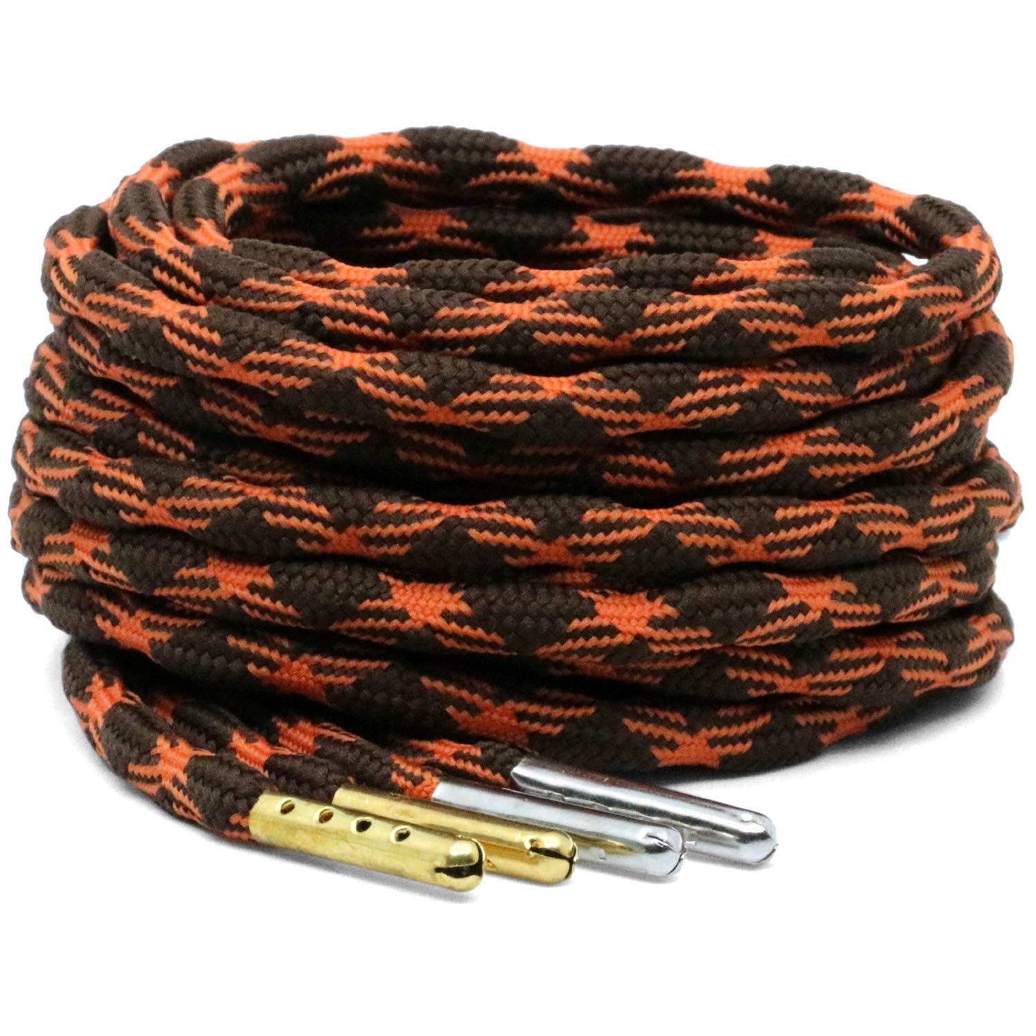 YJRVFINE 2 Pair Non-Slip Thick Round Hiking Boot Laces with Metal Tips - Durable Shoelaces for Outdoor Hiking, Work Boots & Snow Shoes