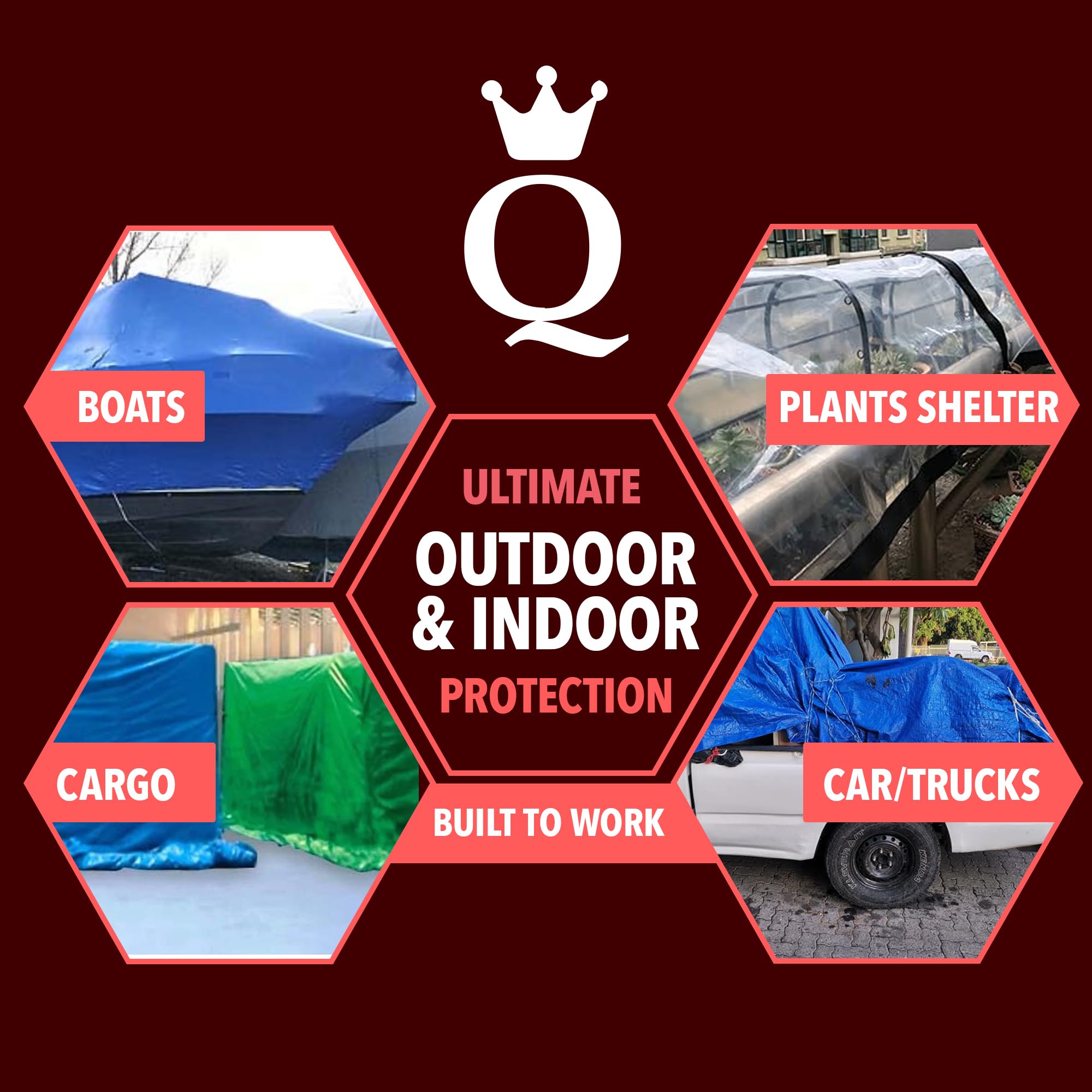 QUEEN OF TARPS | 16x20 Super Heavy Duty Waterproof Tarp - 200 GSM (20 MIL) UV & Tear Resistant | Perfect for Camping, Outdoor Furniture Covers, Car Protection, Tent Flooring, Painting Drop Cloths & Firewood Cover | Durable All-Weather Outdoor Use