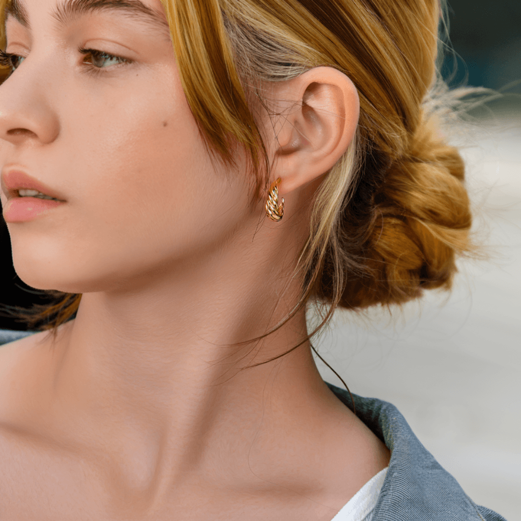 Golden Major Arc Stud Earrings – Elegant 14K Gold Plated Earrings for Women, Perfect for Daily Wear, Parties & Gifts