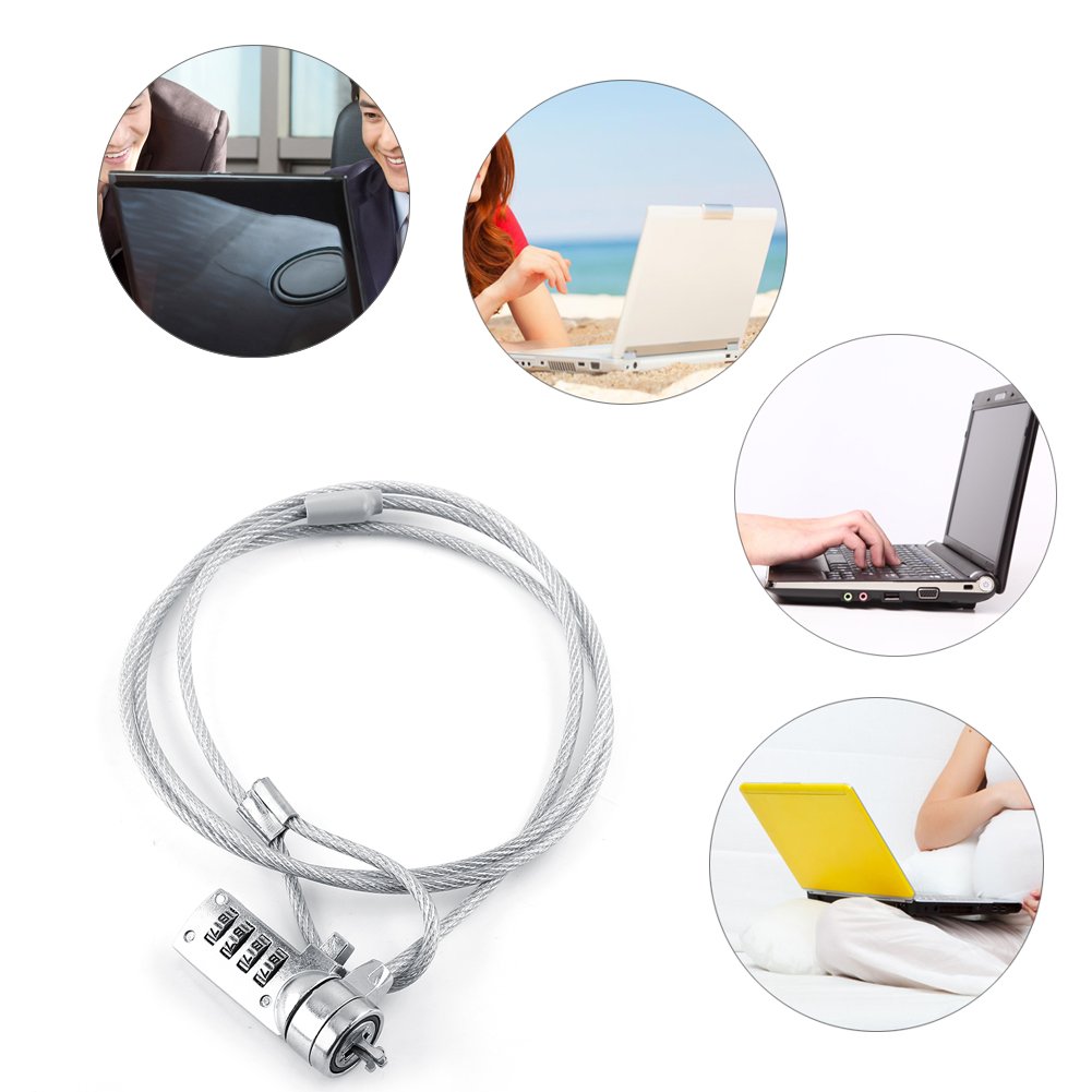Tosuny 4-Digit Combination Laptop Lock with 6ft Security Cable - Anti-Theft Computer Lock for MacBook, Laptop, Notebook - Perfect for Office, School, Travel & Coffee Shop Security