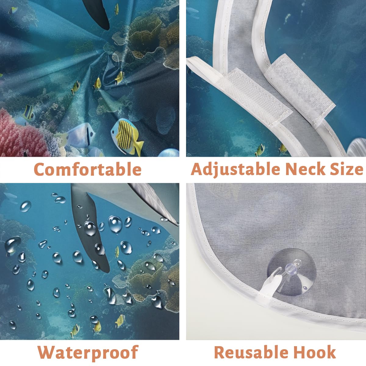 **Waterproof Dolphin Beard Shaving Bib for Men & Women - Barber Cape for Haircuts, Makeup, Hair Dye - Sink Hair Catcher & Grooming Accessory - Perfect for Salon, Home Use & Gifts**