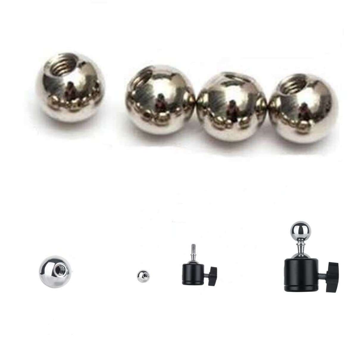 VizGiz 4 Pack 17mm Ball Head Adapter with 1/4