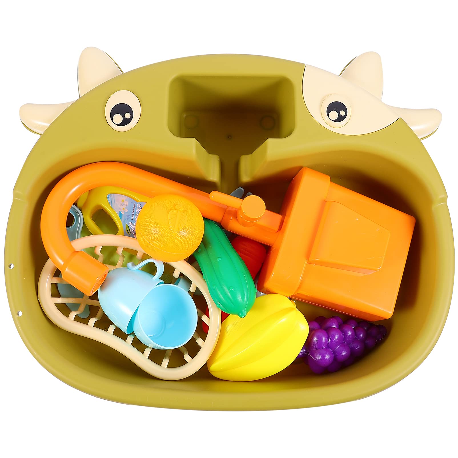 Toyvian Kids Electric Dishwasher Playset with Running Water & Cutting Food - Pretend Play Kitchen Toys for Boys, Girls & Toddlers - Perfect Gift for Home, Preschool & Role-Playing Activities