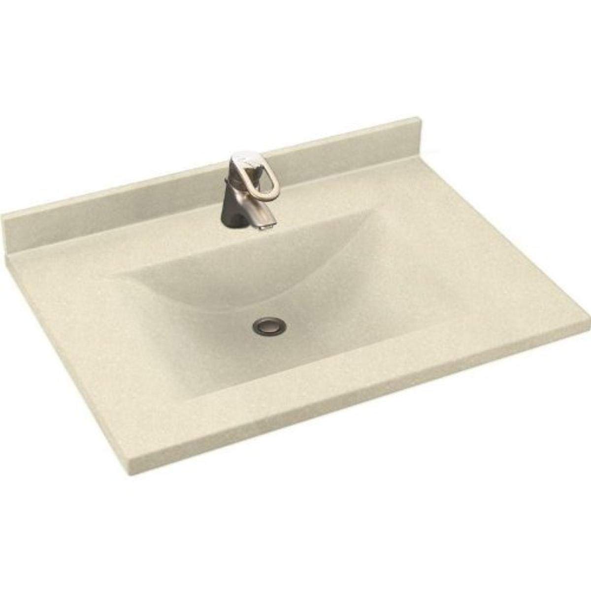 Swan CV02225.037 25-inch Solid Surface Single-Bowl Vanity Top, Bone Finish, 22-in Depth, 6.25-in Height, Perfect for Compact Bathrooms and Powder Rooms