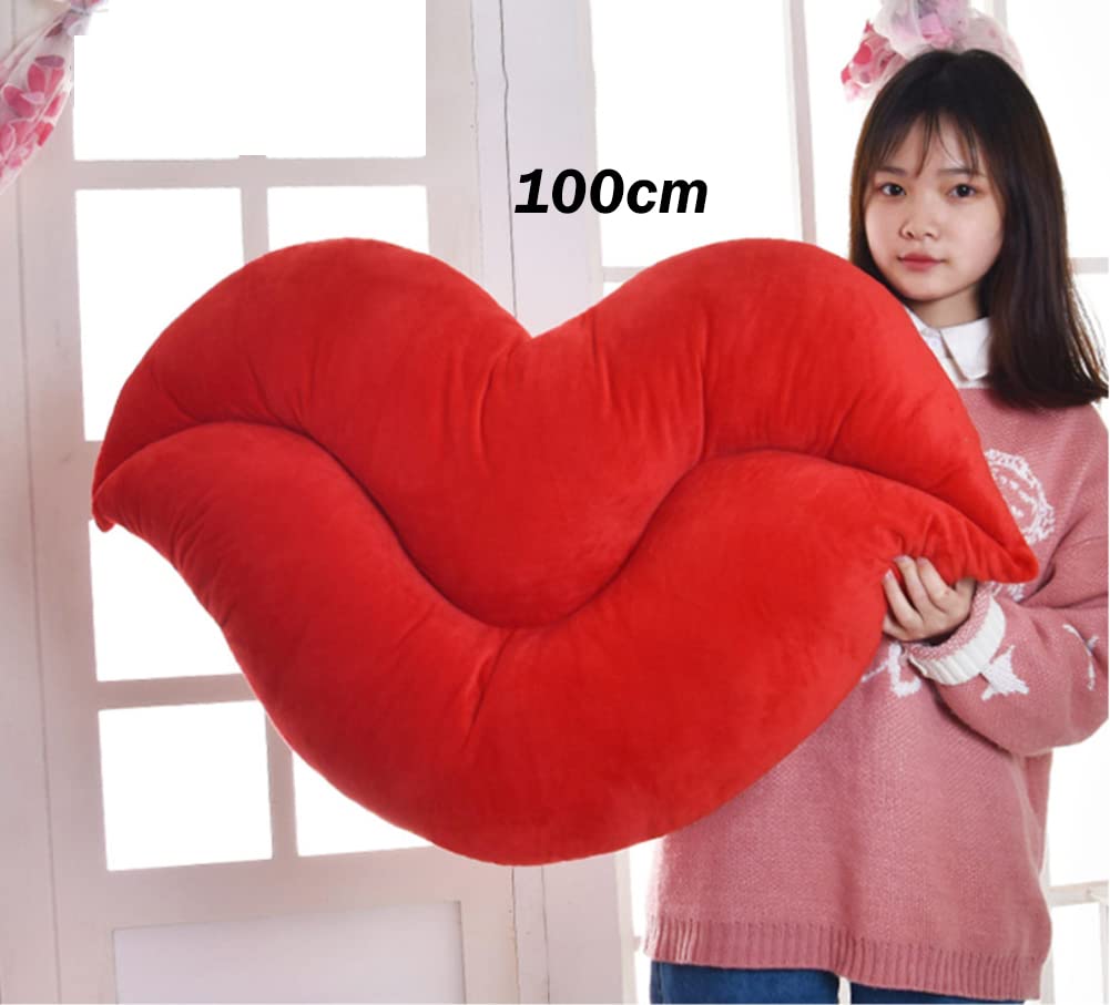 Red Velvet Lip Shaped Throw Pillow - Hot Pink Decorative Cushion for Bedroom & Living Room - 50cm Funky Love Pillow - Perfect for Valentine's Day Gifts, Girls' Dorm Decor, and Photo Props
