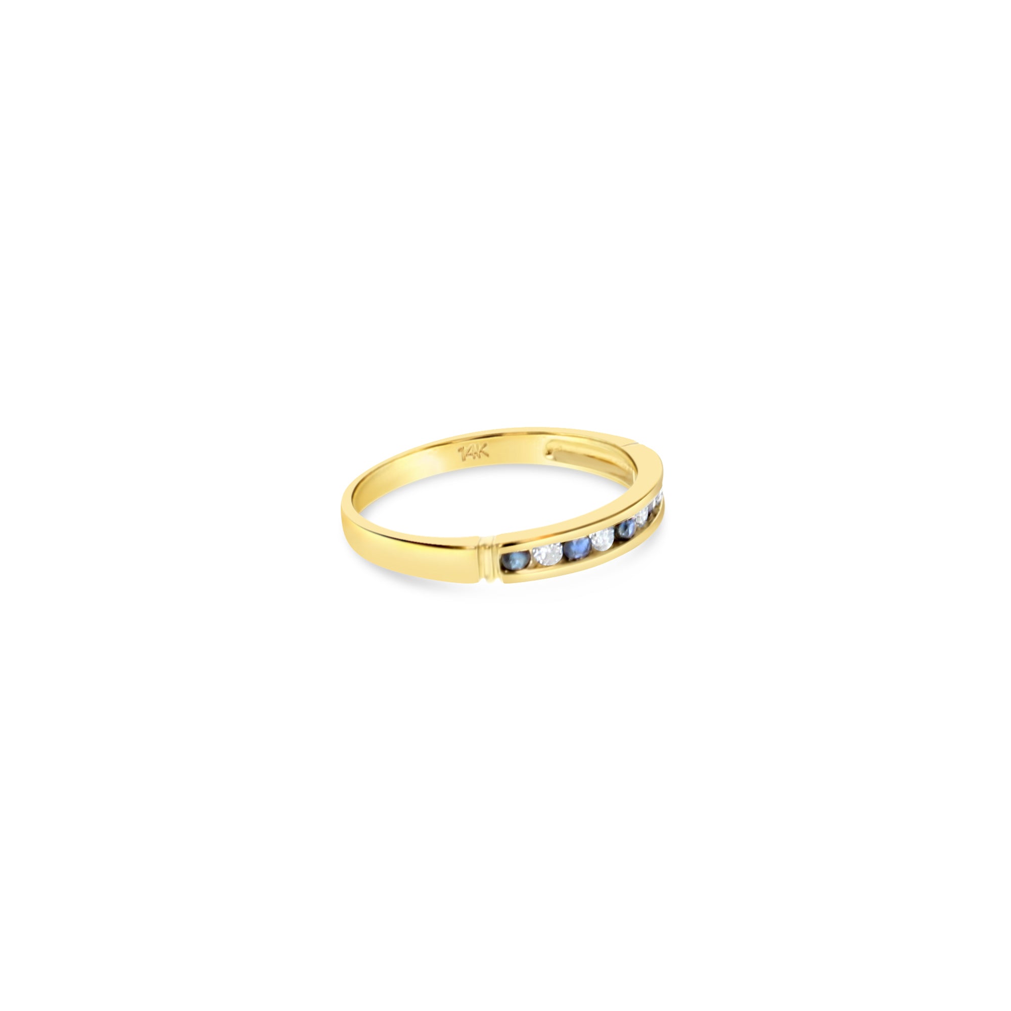 14K Yellow Gold Sapphire and Diamond Wedding Band for Women – Elegant Bridal Ring for Engagement, Anniversary, and Special Occasions